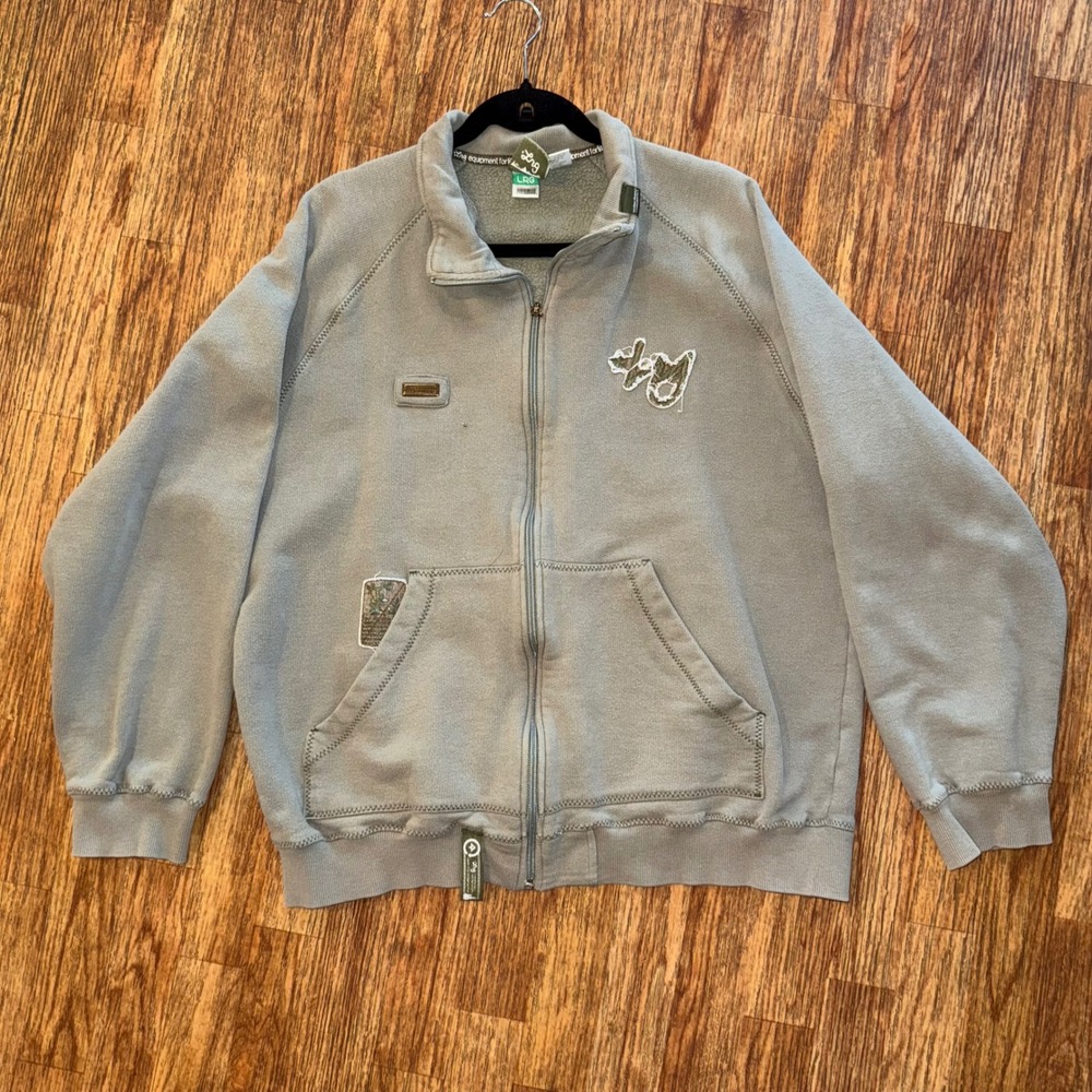 Vintage Y2K LRG Zip Up Sweatshirt Men's XL Sage Green Streetwear Jacket Distress